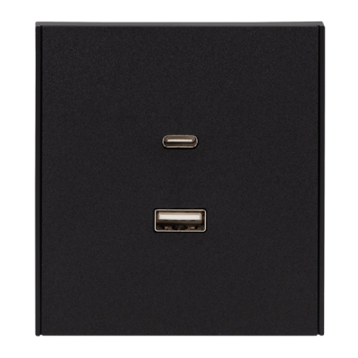 Розетка STRONG USB-A+Type-C 3А с функцией быстрой зарядки антрацит KRANZ, KR-78-0734-5