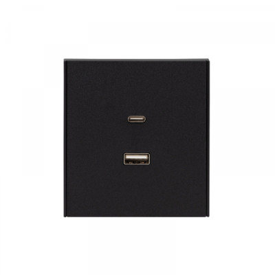 Розетка STRONG USB-A+Type-C 3А с функцией быстрой зарядки антрацит KRANZ, KR-78-0734-5