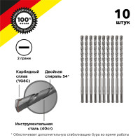 Бур по бетону 8x160x100мм SDS PLUS (10 шт) KRANZ, KR-91-0012-4