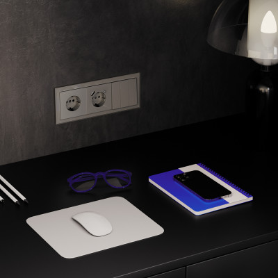 Выключатель встраиваемый VOLTUM S70 трехклавишный 10А, (шелк), VLS030104