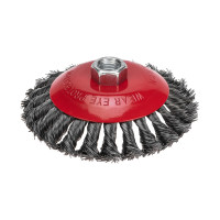 Щетка коническая для УШМ, крученая стальная проволока, 125мм, М14 KRANZ, KR-91-1203