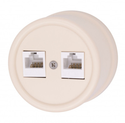 BIRONI Лизетта Пластик Песочное золото Розетка 2-ая RJ45, B1-302-24