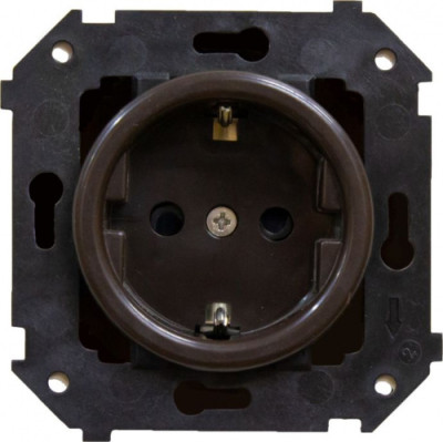 BIRONI Шедель Пластик Коричневый Розетка с/з ( скрытый монтаж), B3-101-22