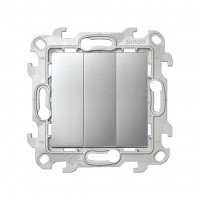 Simon Трехклавишный выключатель 10AX 250В~ цвета алюминий S24 Harmonie, 2450391-033