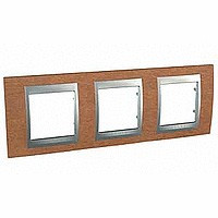 MGU66.006.0M2 - UNICA TOP РАМКА 3-постовая, горизонтальная, АЛЮМИНИЙ/ВИШНЯ