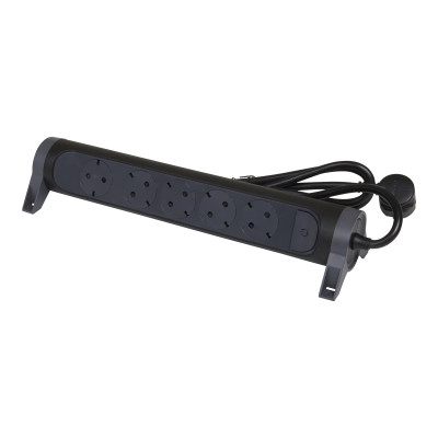 Legrand Удлинитель с заземлением Legrand 5 розеток с кабелем 1,5 м., с кнопкой включения и поворотным основанием, цвет: черный, 694532