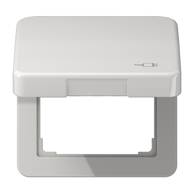 Рамка с подпружиненной крышкой для механизмов 50*50, с символом "Вилка", CD590KLSOCLG