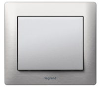 Legrand Выключатель 1-клавишный, вставка - алюминий, рамка - фрезерованный алюминий, серия Galea Life