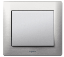 Legrand Выключатель 1-клавишный, вставка - алюминий, рамка - фрезерованный алюминий, серия Galea Life