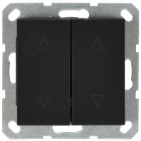 Выключатель двухклавишный для штор 10A 250V~ с накладкой, цвет черный матовый (soft touch), G3028PB, Jasmart Electric Выключатель двухклавишный для штор 10A 250V~ с накладкой, цвет черный матовый (soft touch), G3028PB, Jasmart Electric