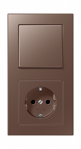 Jung Блок: Выключатель 1-клавишный с розеткой 2к+з,  серия A Creation