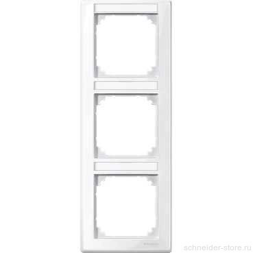 M-Smart Рамка 3-ная вертик. с полем для надписи, бел.