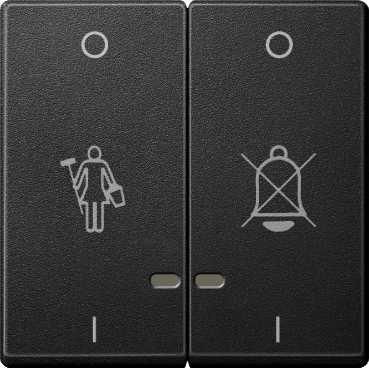 SM Клавиша 2-наяс линзами и c cимволами "Вызов горничной", "Не звонить", антрац.