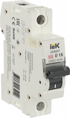ARMAT Автоматический выключатель M10N 1P D 16А IEK, AR-M10N-1-D016