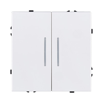Выключатель 2-клавишный 10А/250В с LED подсветкой, белый матовый Kollinger Eclipse EC-010WH