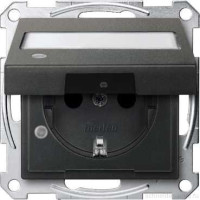 MERTEN МЕХАНИЗМ розетки с крышк. и полем д/надп. и индик., АНТРАЦИТ, QF SM