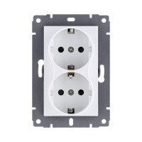 Розетка штепсельная SCHUKO двойная 16A/250 В, белый Kollinger REA-032WH для Aspekt, Eleganz, Reflex Розетка штепсельная SCHUKO двойная 16A/250 В, белый Kollinger REA-032WH для Aspekt, Eleganz, Reflex