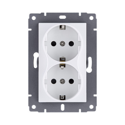 Розетка штепсельная SCHUKO двойная 16A/250 В, белый Kollinger REA-032WH для Aspekt, Eleganz, Reflex