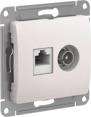 GSL000689 - GLOSSA РОЗЕТКА двойная ТВ + компьютерная RJ45 кат. 5e, механизм, ПЕРЛАМУТР, Systeme Electric