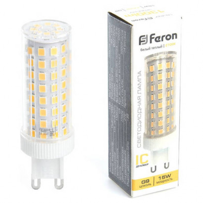 Лампа светодиодная, (15W) 230V G9 2700K JCD, LB-437, Feron 38212