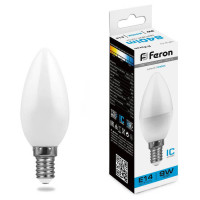 Лампа светодиодная, (9W) 230V E14 6400K C37, LB-570, Feron 25800