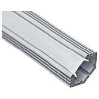 Профиль алюминиевый "угловой с фаской", серебро, CAB272 с матовым экраном, 2 заглушками, 4 крепежами в комплекте, Feron 10270 Профиль алюминиевый "угловой с фаской", серебро, CAB272 с матовым экраном, 2 заглушками, 4 крепежами в комплекте, Feron 10270