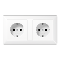 Механизм двух SCHUKO-розеток для кабель-каналов, монолит с рамкой, AS1522WW