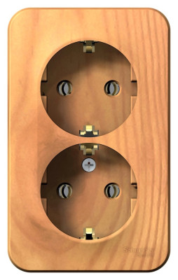 BLANCA О/У РОЗЕТКА двойная с заземлением без шторок, 16А, 250В, ЯСЕНЬ