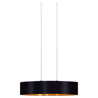 31616 Подвес MASERLO, 2х60W (E27), 1000х250, никель мат./текстиль, черный, золотой