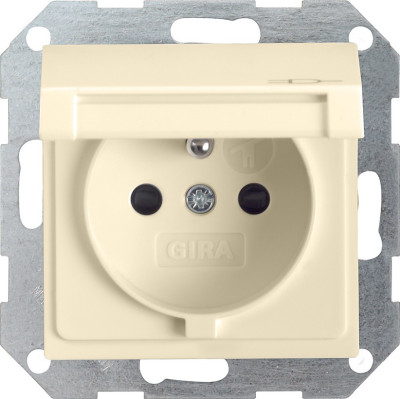 Розетка с заземляющим штифтом. с затвором (shutter) и символом  и крышкой