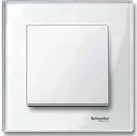 Выключатель 1-клавишный, вставка - белый, рамка стекло цвет бриллиант, серия M-Elegance