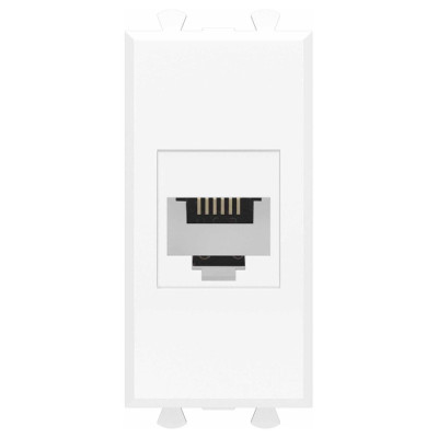 Телефонная розетка RJ-12 без шторки модульная, Avanti, Белое облако, 1 модуль