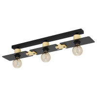 43751 Потолочный светильник BRAMERTON, 3Х40W, E27, L810, B120, H100, сталь, дерево, черный, коричнев