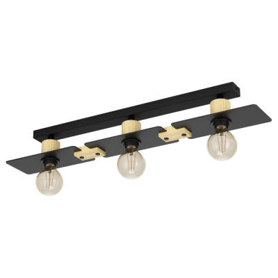 43751 Потолочный светильник BRAMERTON, 3Х40W, E27, L810, B120, H100, сталь, дерево, черный, коричнев