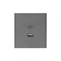 Розетка STRONG USB-A+Type-C 3А с функцией быстрой зарядки графит KRANZ, KR-78-0734-6 Розетка STRONG USB-A+Type-C 3А с функцией быстрой зарядки графит KRANZ, KR-78-0734-6