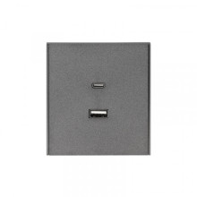Розетка STRONG USB-A+Type-C 3А с функцией быстрой зарядки графит KRANZ, KR-78-0734-6