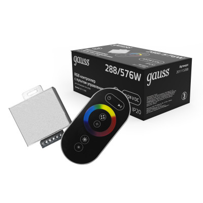Контроллер RGB Gauss для лент 288W/576W 12V/24V 24А IP20 с сенсорным пультом (чёрный) 1/100, 201113288