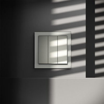 Выключатель встраиваемый VOLTUM S70 трехклавишный 10А, (сталь), VLS030105