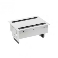 Simon 400 Двухсторонний врезной x8 розеточный блок, щетка, 6x2P+E, 4xRJ45, белый,, 46403020-130