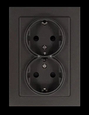 Розетка SHUKO© двойная с защитными шторками 16A 250V~ 2P+T, цвет Мокко, G5504Z, Jasmart Electric