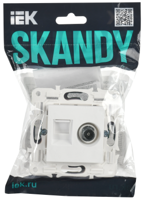 SKANDY Роз. двойная TV+RJ45 кат.5E SK-A14W арк. бел. IEK, SK-AK20-1-K01