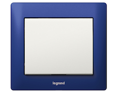 Legrand Выключатель 1-клавишный, вставка - жемчуг,рамка синий Magic, серия Galea Life
