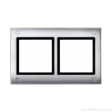 Aquadesign Рамка 2-ная, винт. крепл., заглушка, IP44, алюм.
