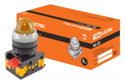 Лампа AL-22 сигнальная d22мм желтый неон/230В цилиндр TDM Electric, SQ0702-0034