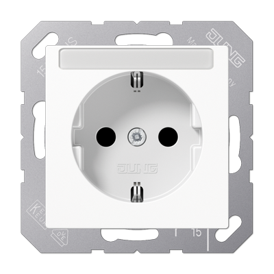 Штепсельная розетка SCHUKO 16A 250V~ с защитой от детей; с полем для надписи; термопласт; белая, A1520BFKINAWW
