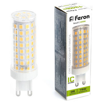 Лампа светодиодная, (15W) 230V G9 4000K JCD, LB-437, Feron 38213