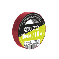 Изолента ПВХ ФАZА 15мм * 10м красная, 5013186 Изолента ПВХ ФАZА 15мм * 10м красная, 5013186