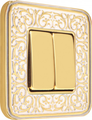 Fede Выключатель 2-клавишный, цвет Gold White Patina, серия Emporio