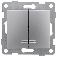 GUSI Bravo МЕХАНИЗМ Выкл. 2кл. (инд), скрытая установка, 10А, 250В. Цвет: серебро., С10В28-004