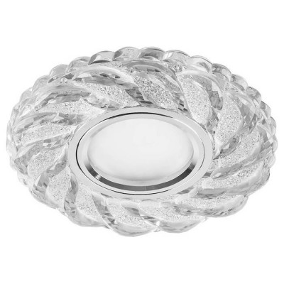 Светильник потолочный встраиваемый со светодиодной подсветкой 15LED*2835 SMD 4000K, MR16 50W G5.3, прозрачный, хром, CD935 с драйвером в комплекте, Feron 29468